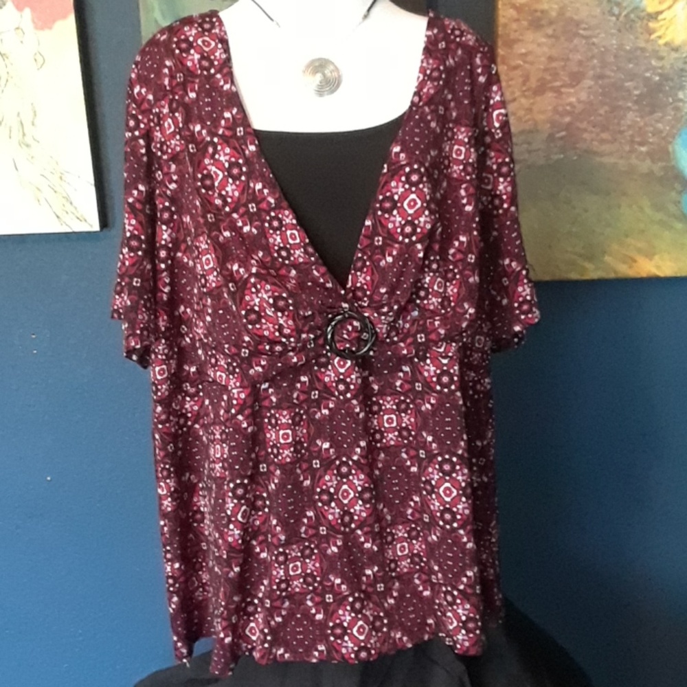 Short sleeved Red and Black blouse 4x George